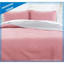Solid Pink Reversible Polyester Quilted Coverlet Set